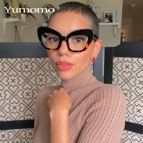 Fashion Cat Eye Oversized EyeGlasses Women Vintage Anti Blue Light Optical Glasses Unisex Eyewear Classic Transparent Len Oculos