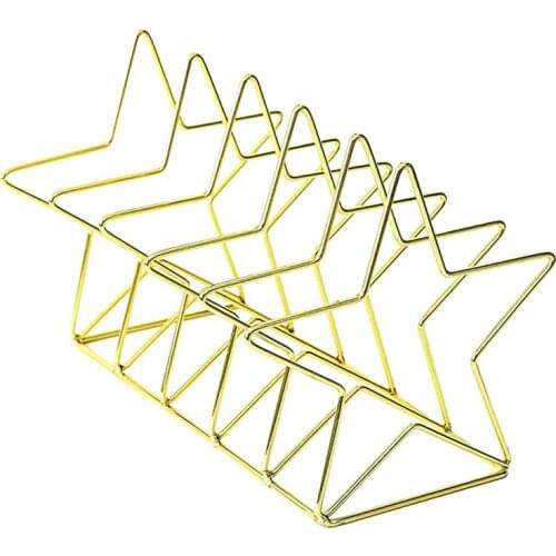 Pentagram Metal Bookend Creative Star Book Standing Document File Desktop Manager Bookshelf Stand Gold