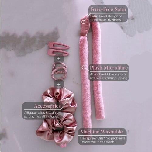 Heatless Hair Curlers Silk Flannel Curls Headband Curling Sleep Overnight for Natural Hairstyling with 2 Hair Loops 2 Hair Clip