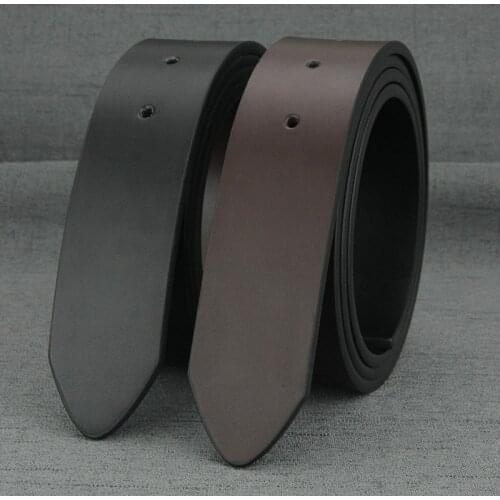 High Quality no buckle belt men fashion 3.7cm wide Cowskin Black Waist Straps Coffee Casual genuine leather waistband