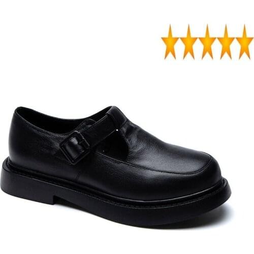 Sandals Summer Vintage Women Female Genuine Leather Shoes Hollow Out Slip On Wedge Thick Bottom Round Toe Black Casual Sandal