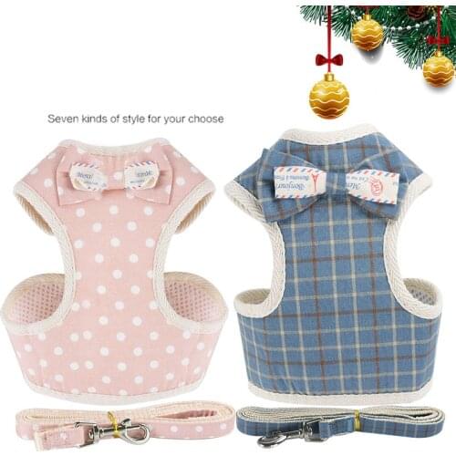 Cute Dog Cat Harness and Leash Set Nylon Mesh Pet Puppy Harness Lead Cat Collar Clothes Vest for Small Cats Kitten Pet Supplies