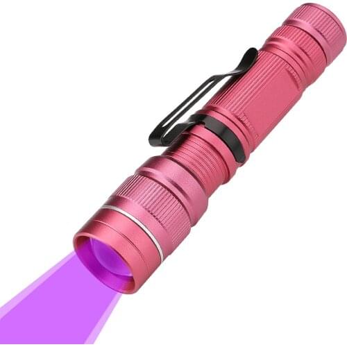 Sanyi LED UV Flashlight Zoomable Torch Ultra Violet Light UV 395nm Flashlight Lamp AA/14500 Battery For Marker Checker Detection