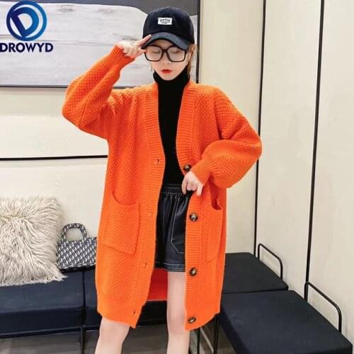 Sweater Womens Loose Mid-length Cardigan Jacket for Fall/winter 2021 Knit Sweater Coat Outer Wear Single-breasted Long Cardigan