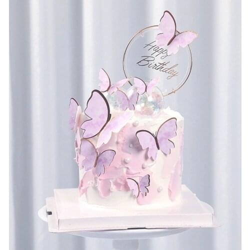 Butterfly Cake Toppers Happy Birthday Cake Toppers Handmade Painted Wedding Birthday Party Cake Decoration Party Baking Supplies