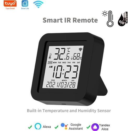 Tuya WiFi Smart IR with Temperature & Humidity Sensor and Date Display for Air Conditioner TV Work with Alexa,Google Home