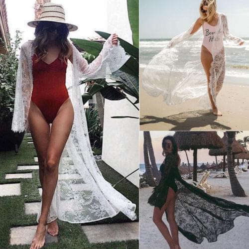 Women Bathing Suit Lace Crochet Bikini Cover Up Swimwear Summer Lady Sexy Beach Dresses