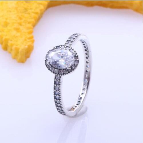 925 Sterling Silver Pan Ring Pave Classic Elegance With Crystal Rings For Women Wedding Party Jewelry