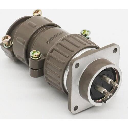 ZHQCN M28 Industrial Plug Socket Waterproof 4 Pin Connector Adapter Quick Screw Lock Female to Male Panel Mount Straight Type