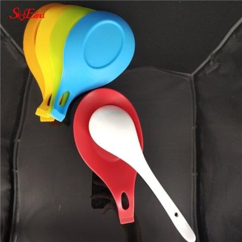 1pcs Multifunction Silicone Spoon Rest Heat Resistance Spatula Spoon Pad Shelf Pot Holder European Spoon Mat Kitchen Supplies 5z
