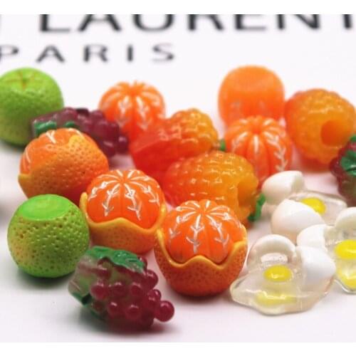 10pcs Resin Three-dimensional orange/grape/egg Flat Back Cabochon Art Decoration Charm Craft