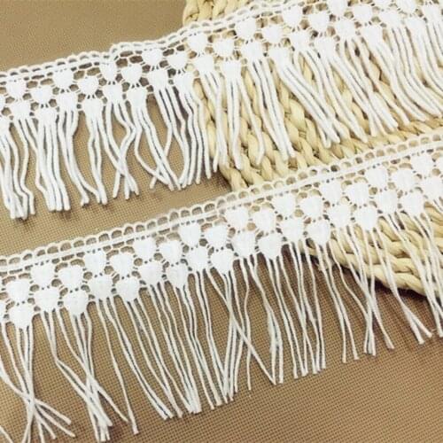 10 yard 9cm 3.54" wide ivory cotton tassel lace trim ribbon 1019413L4K802-1