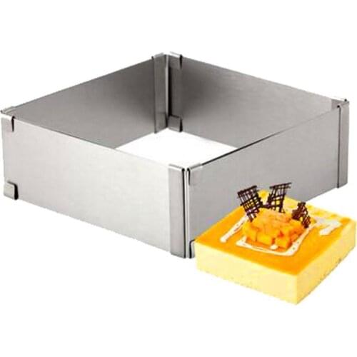 15-27.5CM Adjustable Stainless Steel Cake Square Mold Chocolate Mousse Ring Baking Accessories Cake Decorating Tools