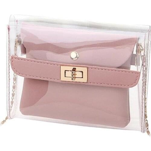 2pcs/Set Transparent Clean Crossbody Clutch Shoulder Bags For Women 2019 Fashion Female Girls Mini Messenger Bag Sac A Main