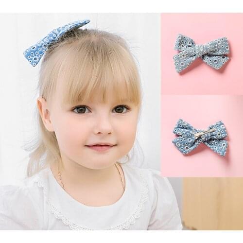 2pcs DIY Cloth Dot Bows Knot Hair Clips Fashion Applique Spring Baby Headband Bows for Baby Girls Hair Accessories