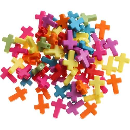 200pcs/lot Mixed Colorful Acrylic Cross Beads DIY Necklace Bracelet For Women Making Jewelry Accessories