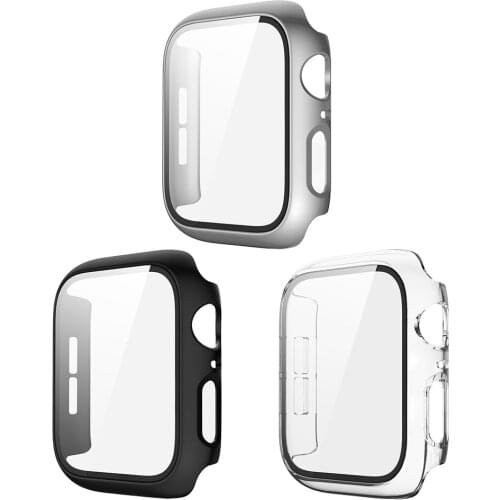 3pcs Watch Protective Cover Tempered Glass Film for Apple Watch 4/5/6/SE 2 in 1 Full Screen Protector Bumper Frame Case New