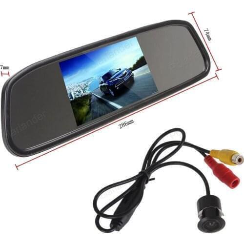 4.3 inch TFT LCD screen car Mirror Monitor 2 VA input display +18.5 mm 170 degree AntiFog Waterproof Rearview camera
