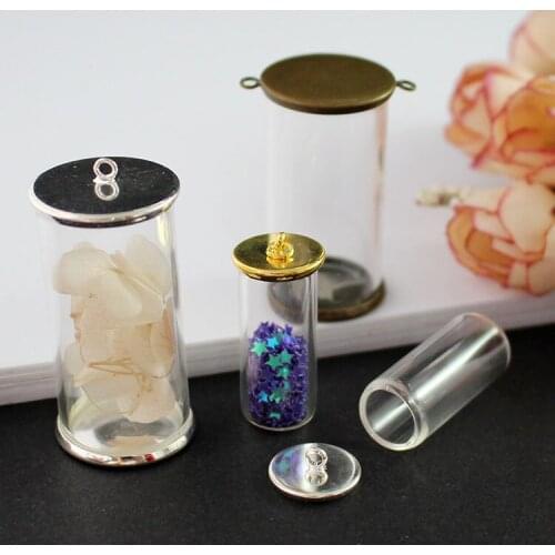 4PCS 30x12MM/40X20MM Hollow Glass Tube With Setting Base Glass Vials Pendant Glass Bottle Pendant Globe Jewelry Findings