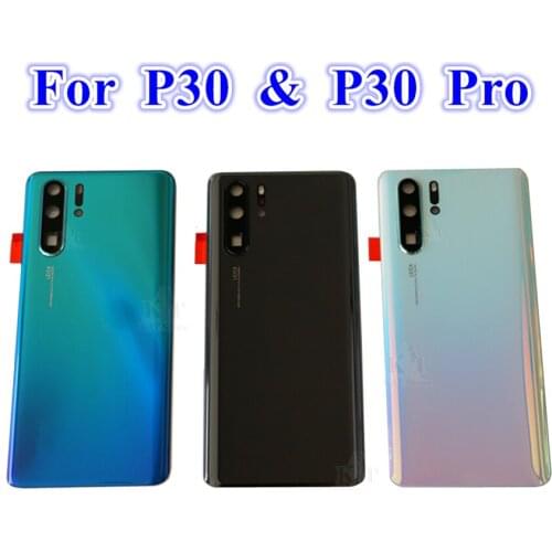 5Pcs Original Glass Battery Back Rear Cover Door Housing With + Camera Lens Adhesive For Huawei P30 Pro P30pro Replacement Parts