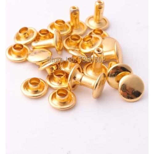 50sets Metal gold color Double Cap Round Rapid Rivet Spike Stud garment rivets for Belt Bag