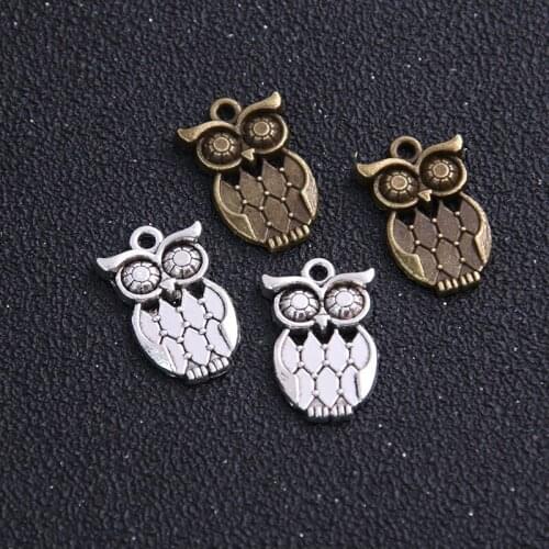8PCS 14*20mm New Product Two Color Owl Charms Animal Pendant Jewelry Metal Alloy Jewelry Marking