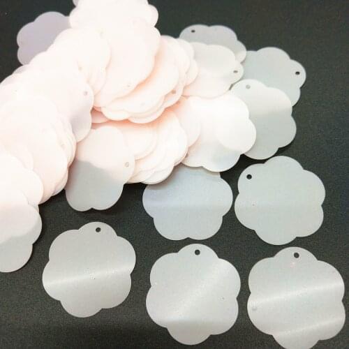 50g/lot Matte Pink Flowers Sewing Sequins 26mm Plum Blossoms With 1 Side Hole Loose Scrapbooking Sequins