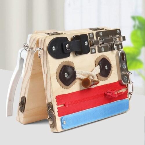 Kids Montessori Toys DIY Lock Box Early Educational Baby Sensory Preschool Colorful Training Game Children WoodenBusy board Gift