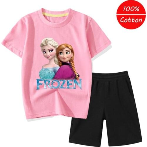 Disney Frozen clothing set kids Summer Baby Clothes Set girls casual sport outfit children Clothes t shirt Suit