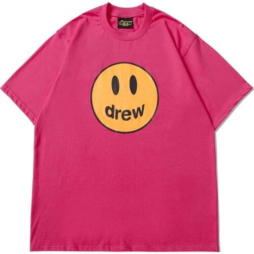 DREW T Shirt Summer 100% Cotton Men T-shirt Male Womens tshirt Short Sleeve High Quality Tops HOUSE JUSTIN Smiley