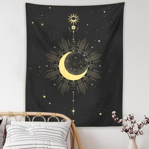 Hippie Tapestry Moon Phase Psychedelic Carpet Hanging Wall Tapestries Tarot Aesthetic Room Decor Decoration Mural Tapiz Gobelin