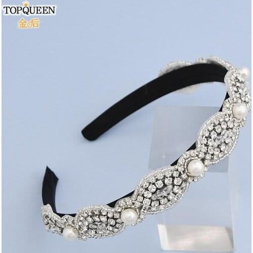 TOPQUEEN Origina Headband Baroque Crown Rhinestones Bead Crowns Hairband Wedding Hair Jewelry Bridal Accessories