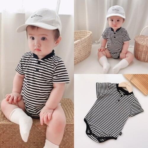 Boy and Girl Baby One-piece Short-sleeved Cute Triangle Romper Newborn Clothes Baby Fart Clothes Summer Stripes