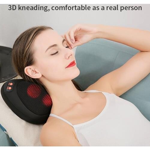 Upgraded Massage Pillow Car & Home Use Infrared Pain Relief 3 Speed Electric Massage Pillow Back Waist Heat Cervical Massager