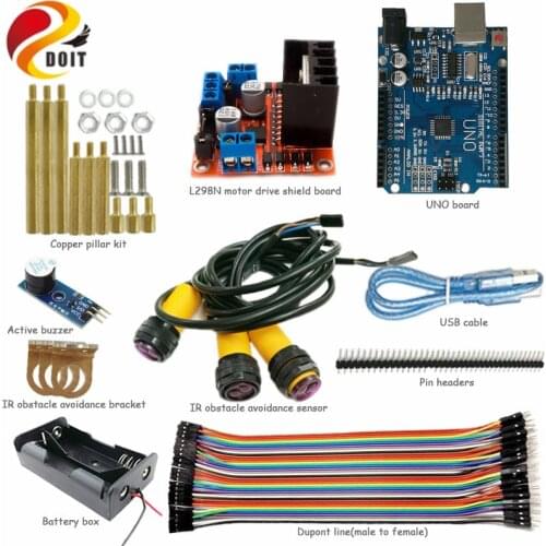 Obstacle Avoidance Kit for Arduino Robot Tank Chassis with L298N Motor Drive Shield+ UNO R3 Board+IR Obstacle Sensor DIY Kit