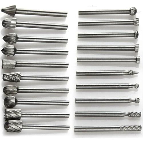 LETAOSK 20pcs HSS Carbide Burr Set Rotary Drill Bits Die Grinder Wood Carving Engraving Tool Different Angle