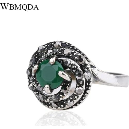 2018 New Vintage Tibetan Silver Color Alloy Big Flower Engagement Ring Women Party Jewelry Accessories Anniversary Sale