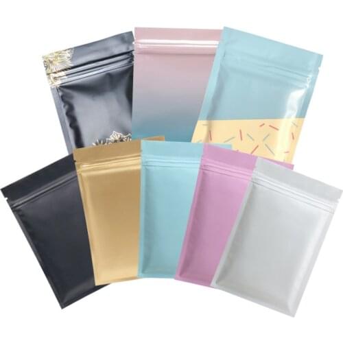 50pcs/lot Color Aluminum Foil Tea Bag Mini Self Seal Ziplock Packing Food Coffee Bag Resealable Bags