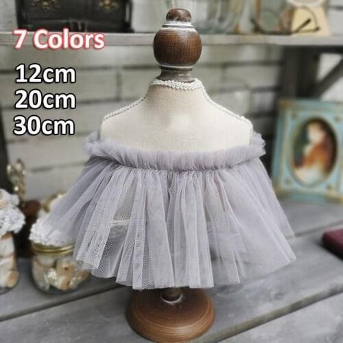 1Yard 12/20/30CM Super Wide Grey White Black Pink Pleated Mesh Ribbon Ruffle Trim Collar Cuffs Hats DIY Sewing Fabric Decoration