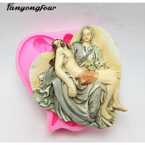 Our Lady of Jesus silicone mold fondant cake mold resin plaster chocolate candle candy mold free shipping