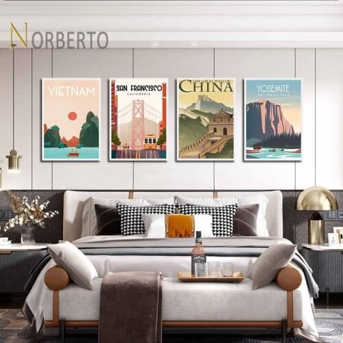 Modern Canvas Painting Poster Print Countries Tourist Attractions Yosemite National Park for Home Rooms Gallery Wall Decoration