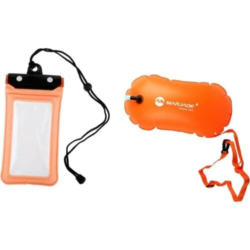 Sports Safety Swim Buoy Tow Float Inflatable Air Bag +Waterproof Phone Case