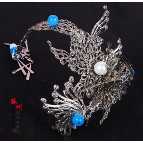 Silver Mens Hair Tiaras for High Wig Male Hair Tiaras Fully Handmade