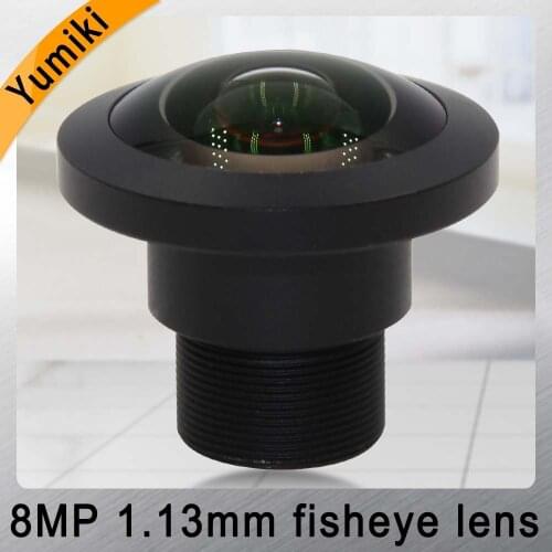 Yumiki Fisheye 8MP 1.13mm IR CCTV Camera Lens HD 8.0Megapixel F2.0 1/2.7" Image Format M12 Mount Wide Viewing Angle 220Degree