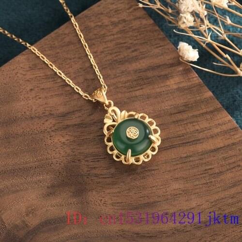 Green Jade Doughnut Pendant Zircon Amulet Jewelry Gemstone Necklace Natural Charm Women Crystal Fashion Gifts 925 Silver