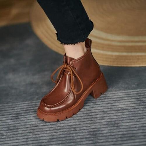 2021 Fashion Women Boots Autumn/Winter Women Shoes Round Toe Chunky Boots Platform Shoes Women Ankle Boots Leather Boots Women