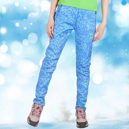 LAKAITO Outdoor Soft shell Female Hiking Trousers Waterproof Windproof Fleece Keep Warm Pants Women Climbing Cycling Trousers