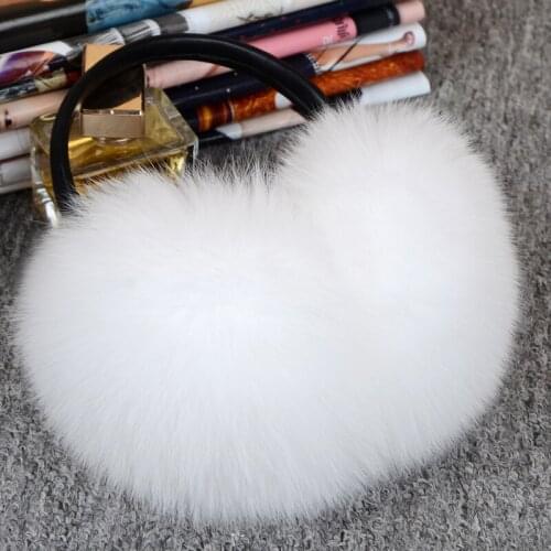 Winter & Spring & Autumn Women Warm Fur Earmuffs Girls Earlap Ultralarge real fox fur Earflap Ladies Plush Ear Muff