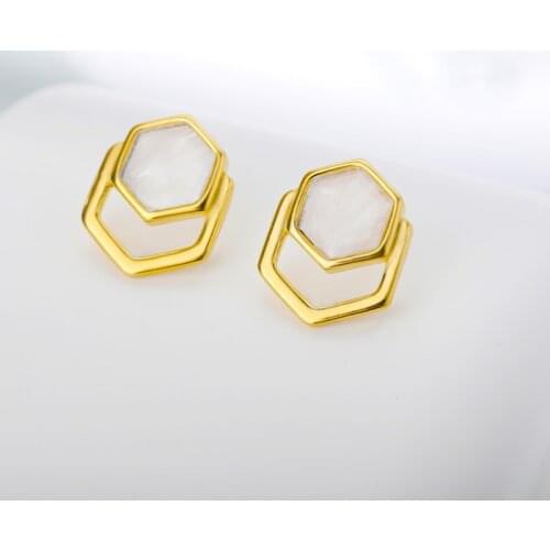 Vintage Cute Opal Hoop Earrings For Women Square Geometric Elegant Earring Accessories Party Jewelry Gift Brincos Bijoux Femme