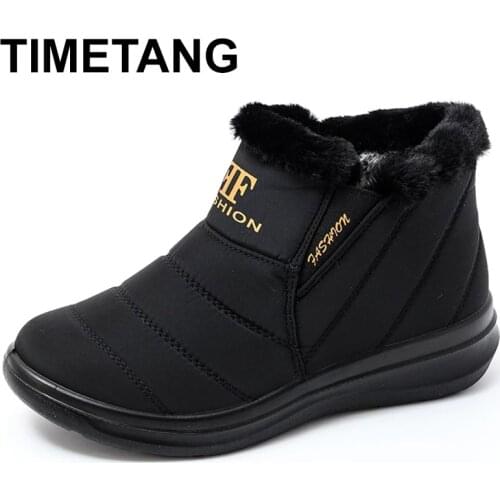 TIMETANGNew Women Winter Boots Solid Color Snow Boots Plush Inside Antiskid Bottom Keep Warm Waterproof Shoes Cotton Shoes